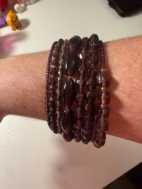 Boho Multi-Strand Brown Beaded Wrap Bracelet